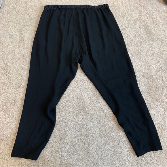 Eileen Fisher Women's Silk Charmeuse Drawstring Ankle Pants Black Sz S - Picture 4 of 12